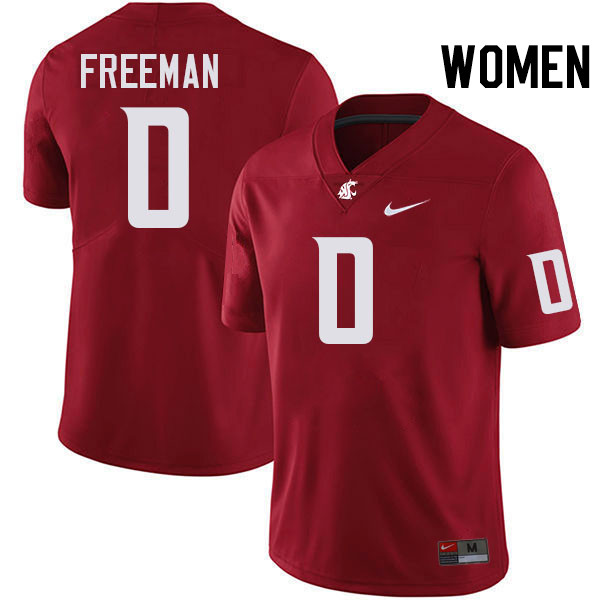 Women #0 Tony Freeman Washington State Cougars College Football Jerseys Stitched-Crimson